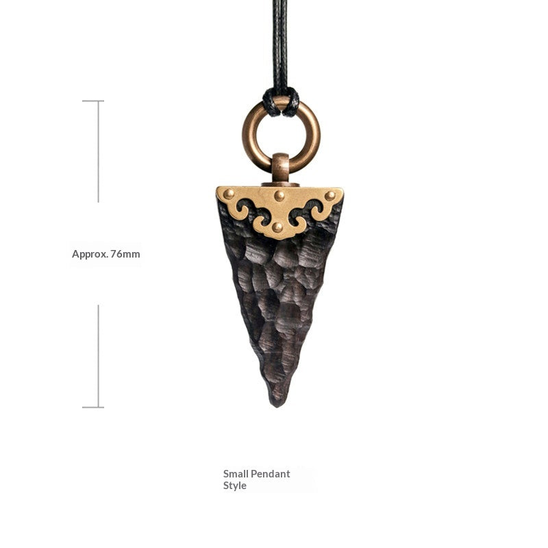 Handmade Ebony Wood Pendant Necklace – Vintage Unisex Sweater Chain