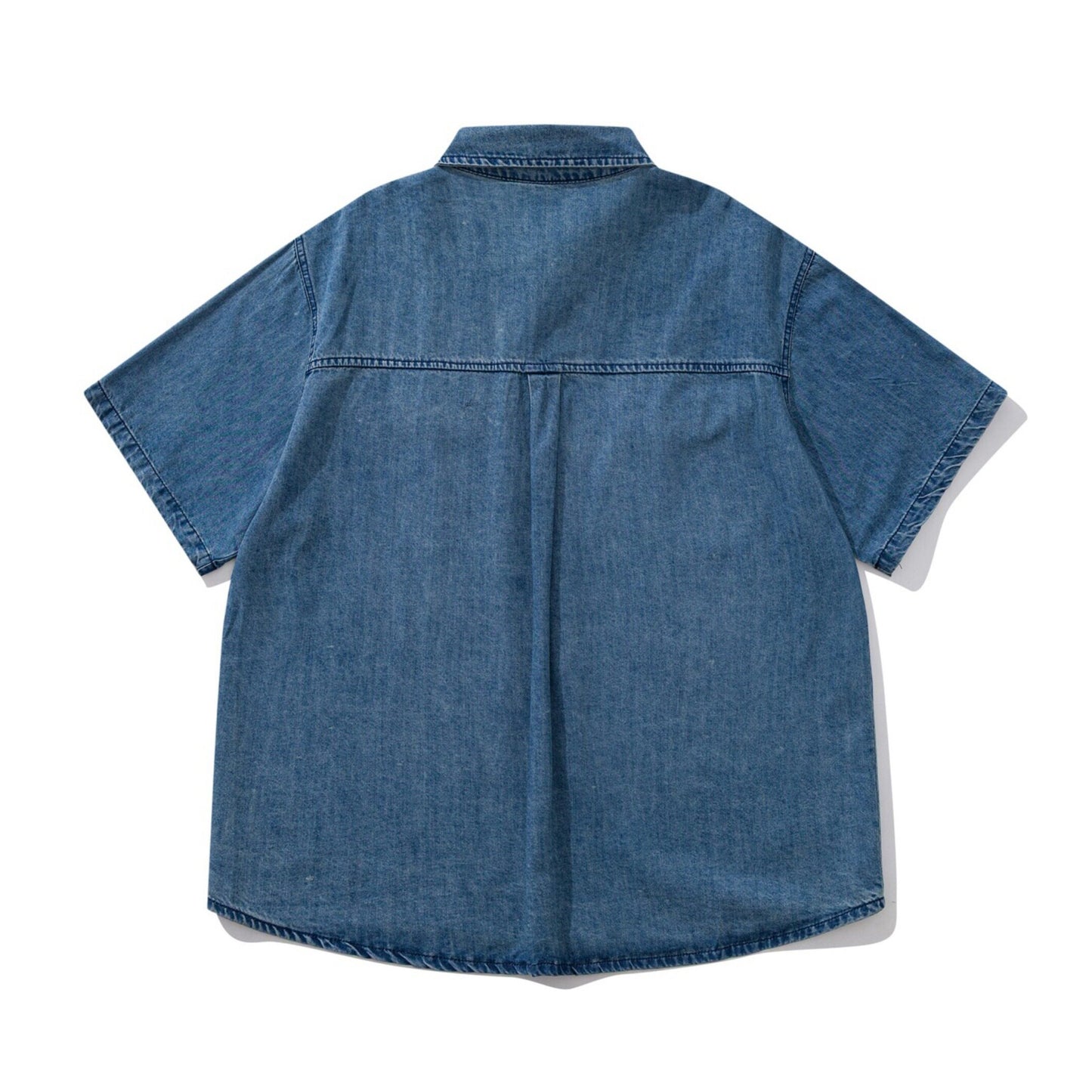 Japanese Vintage Multi-Pocket Denim Short Sleeve Shirt – Loose Fit Utility Workwear for Men – Japanese vintage | yamalin clothes | Yamalinclothes