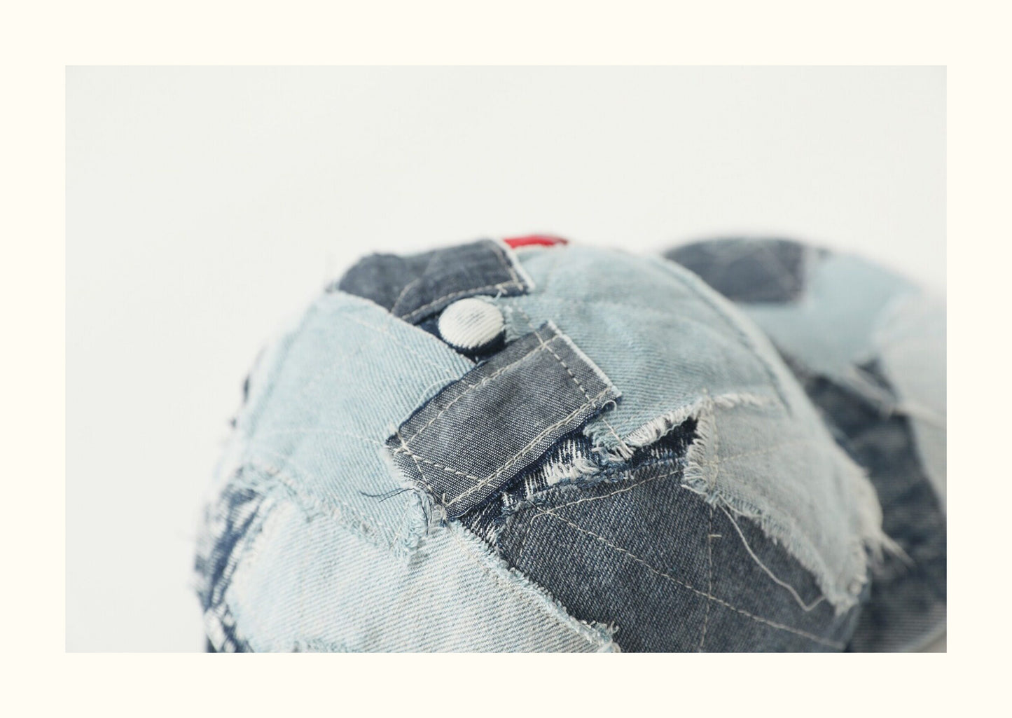 Vintage Patched Distressed Denim Baseball Cap – Japanese Workwear Unisex Adjustable Hat