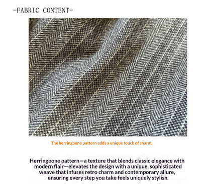 Herringbone Woolen Pants – Relaxed Straight Leg