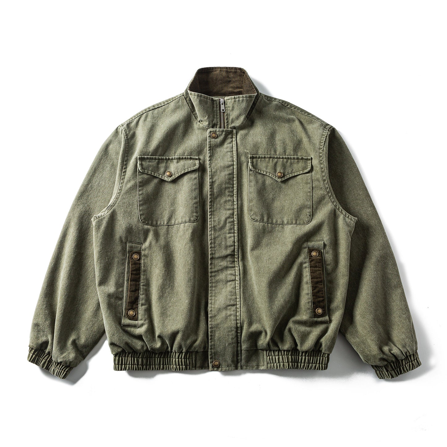 Japanese Workwear Multi-Pocket Stand Collar Jacket – Loose Oversized Men's Coat
