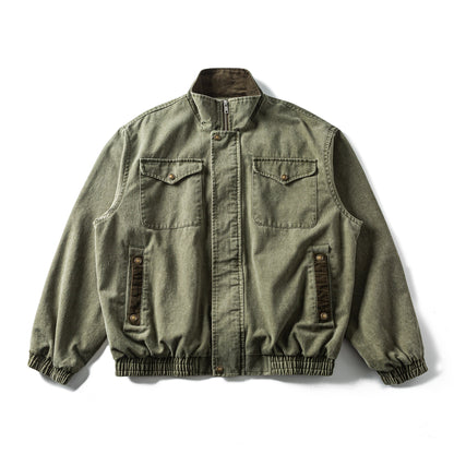 Japanese Workwear Multi-Pocket Stand Collar Jacket – Loose Oversized Men's Coat