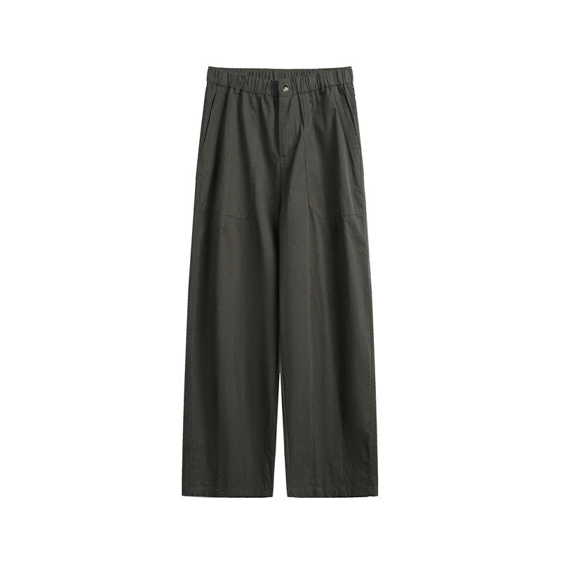 Cotton Work Pants – Elastic Waist & Wide Straight Leg | Yamalinclothes