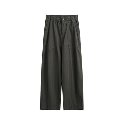 Cotton Work Pants – Elastic Waist & Wide Straight Leg | Yamalinclothes