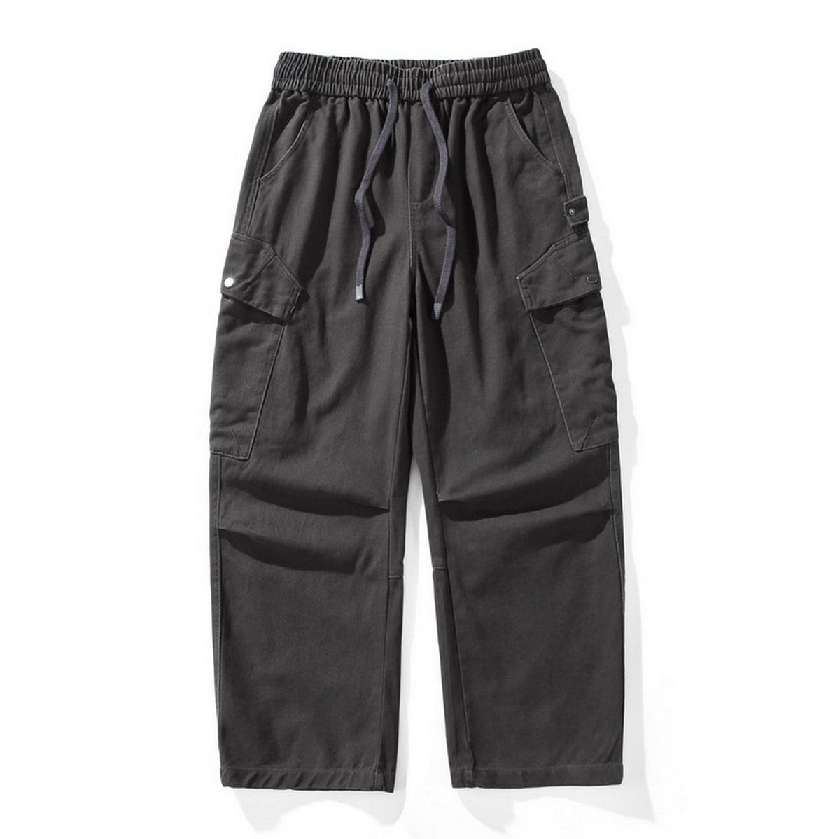 Cotton Cargo Pants – Washed Twill & Drawstring Waist