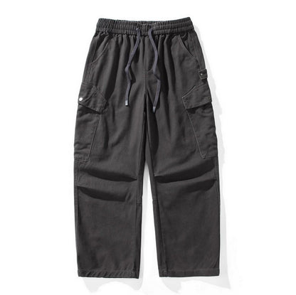 Cotton Cargo Pants – Washed Twill & Drawstring Waist
