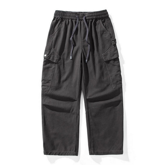 Cotton Cargo Pants – Washed Twill & Drawstring Waist