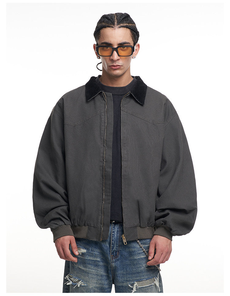Detroit Cargo Denim Padded Winter Jacket – Retro Lapel Unisex