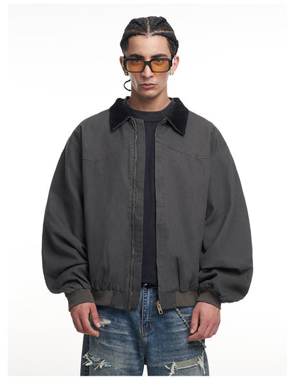 Detroit Cargo Denim Padded Winter Jacket – Retro Lapel Unisex