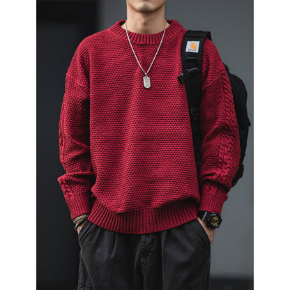 American Vintage Heavyweight Chunky Knit Pullover Sweater – Loose Unisex Autumn Winter – Japanese vintage | yamalin clothes | Yamalinclothes