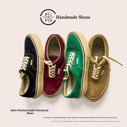 suede low-top canvas shoes Thick-soled vulcanized shoes Retro Japanese trendy men's and women's crestboard shoes 2025