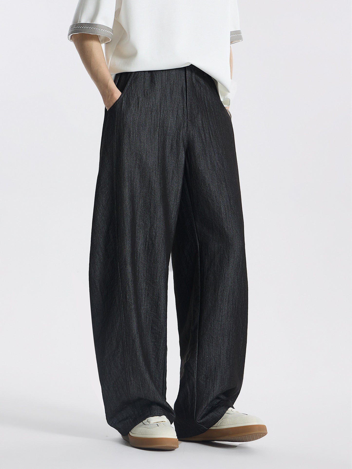 Cationic dyed denim raw color ultra-thin wrinkle-resistant casual jeans
