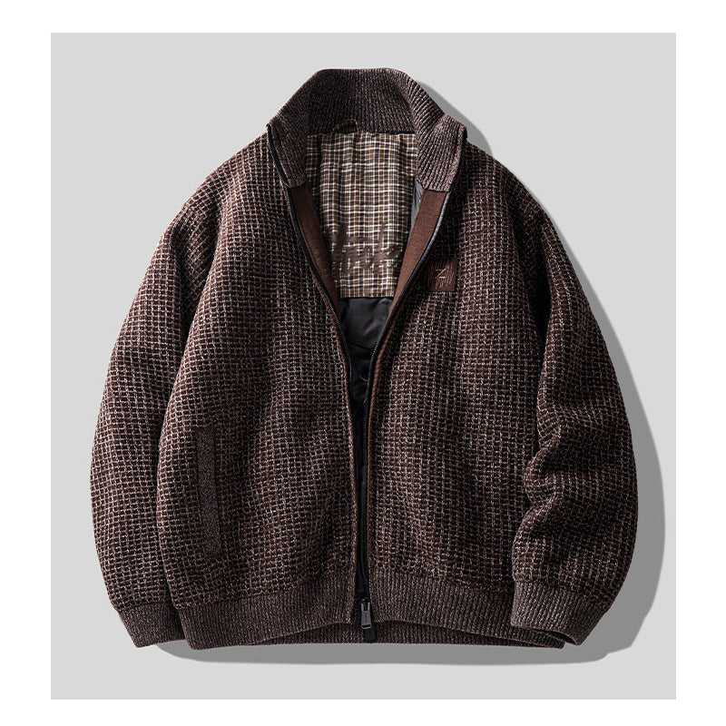 90% Duck Down Check Knit Puffer Jacket – Men's Oversized Winter Coat – Japanese vintage | yamalin clothes | Yamalinclothes