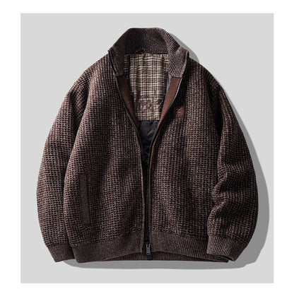 90% Duck Down Check Knit Puffer Jacket – Men's Oversized Winter Coat – Japanese vintage | yamalin clothes | Yamalinclothes