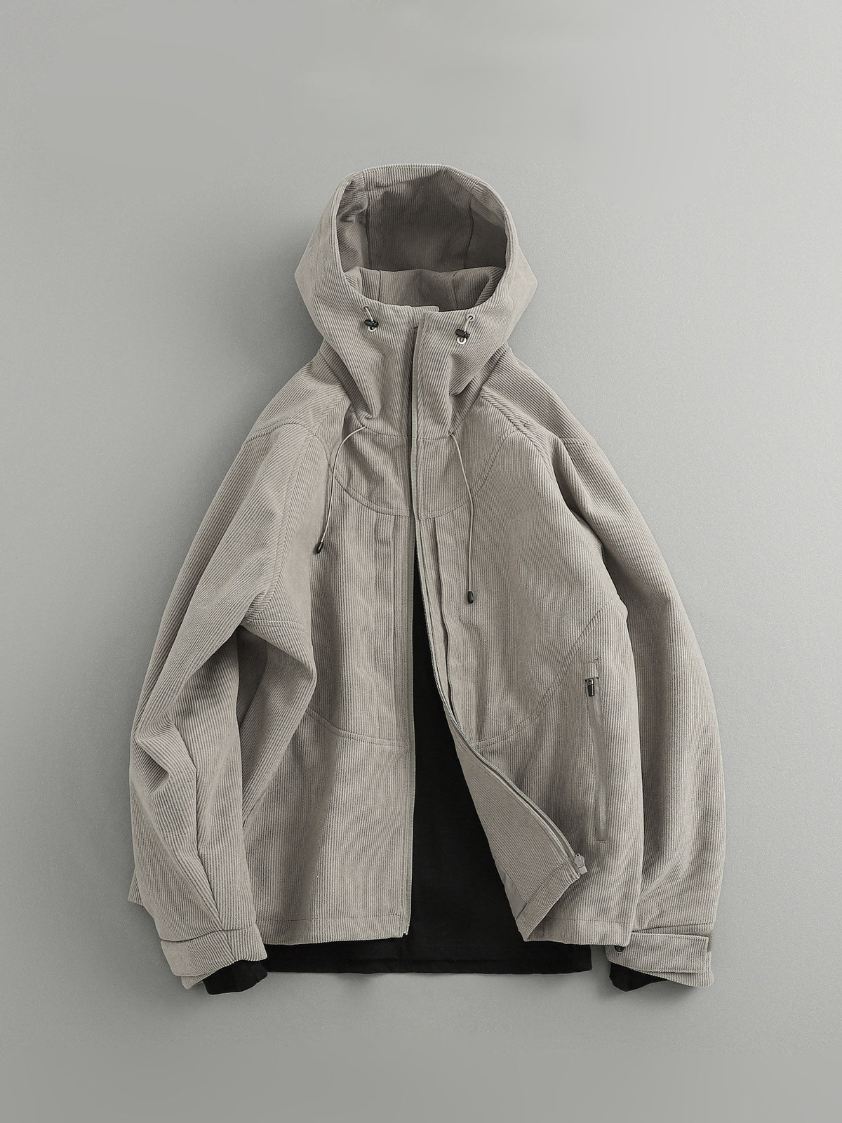 Curved Patchwork Corduroy Hooded Jacket – Functional Loose Outdoor Unisex – Coats Jackets | japanese streetwear | vintage workwear | unisex | Yamalinclothes