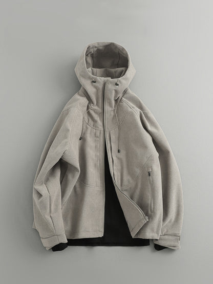 Curved Patchwork Corduroy Hooded Jacket – Functional Loose Outdoor Unisex – Coats Jackets | japanese streetwear | vintage workwear | unisex | Yamalinclothes