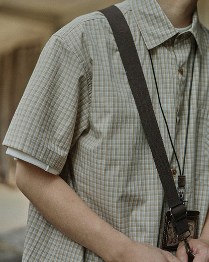 Vintage Artistic Plaid Short Sleeve Shirt – Loose Unisex Japanese Casual