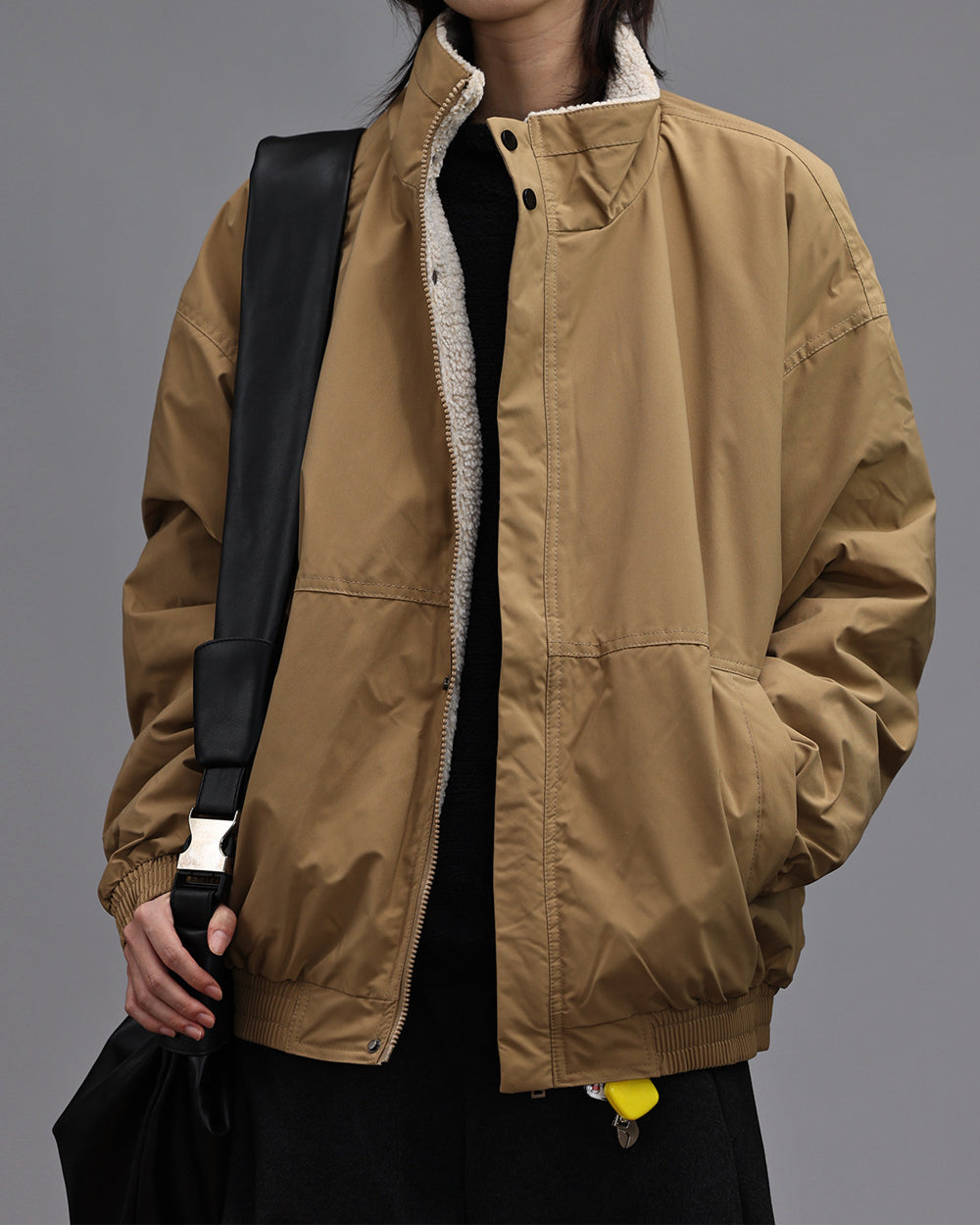 American Oversized Fleece Stand Collar Cotton Jacket – Unisex Workwear Winter Coat – Japanese vintage | yamalin clothes | Yamalinclothes