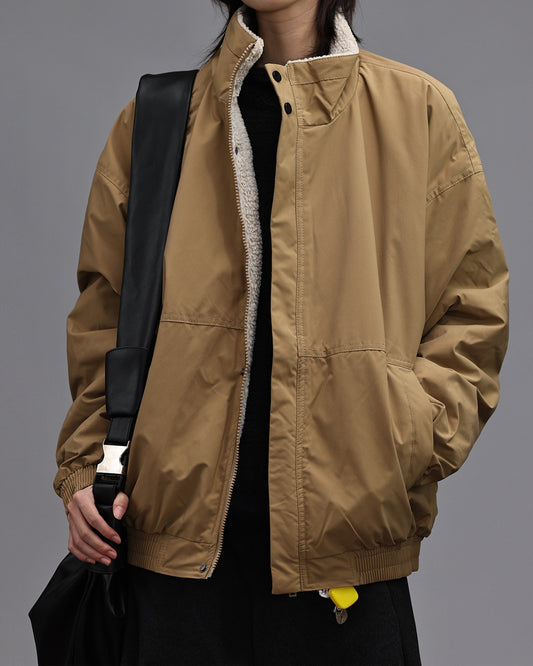 American Oversized Fleece Stand Collar Cotton Jacket – Unisex Workwear Winter Coat – Japanese vintage | yamalin clothes | Yamalinclothes