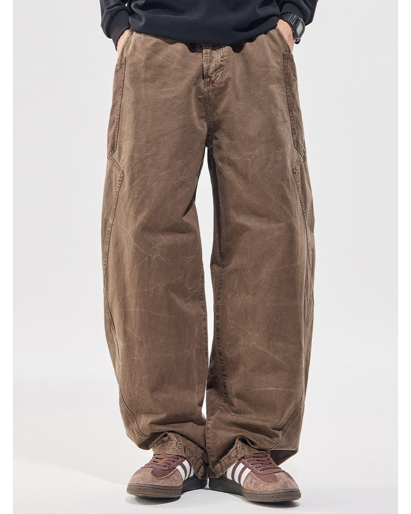 Washed Vintage Loose Tapered Pants – Men's Heavyweight Casual Trousers