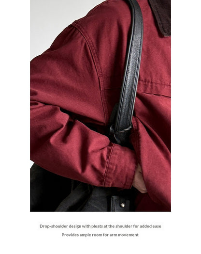 Cotton Canvas Jacket – Washed Red & Corduroy Collar | Yamalinclothes