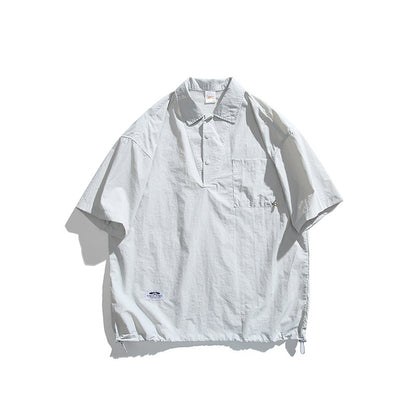 Japanese Retro Quick-Dry Short-Sleeve Shirt – Relaxed Unisex Outdoor Nylon Tee