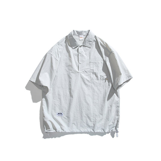 Japanese Retro Quick-Dry Short-Sleeve Shirt – Relaxed Unisex Outdoor Nylon Tee – Japanese vintage | yamalin clothes | Yamalinclothes
