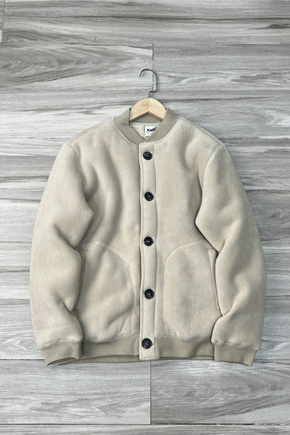 Fleece Lambswool Baseball Collar Jacket – Windproof Loose Unisex – Coats Jackets | japanese streetwear | vintage workwear | unisex | Yamalinclothes