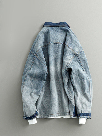 Chinese Frog Button Denim Jacket – Vintage Cotton Oversized Unisex