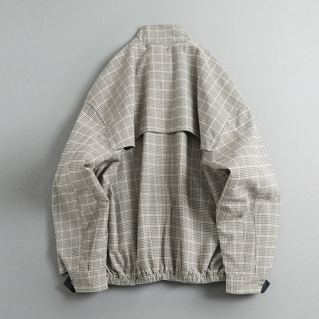 Japanese Retro Plaid Stand Collar Cropped Jacket – Cleanfit Silhouette Spring Jacket for Men – Japanese vintage | yamalin clothes | Yamalinclothes
