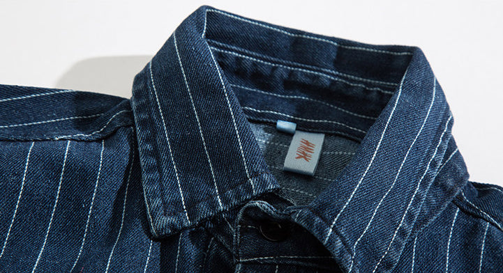 Striped Denim Shirt – Asymmetric Chest Pockets | Yamalinclothes