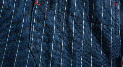 Striped Denim Shirt – Asymmetric Chest Pockets | Yamalinclothes