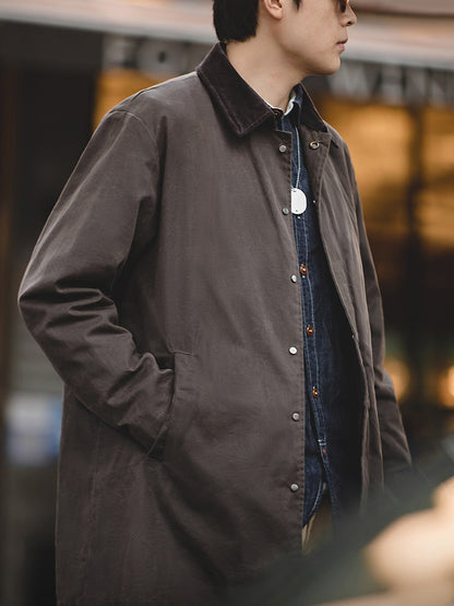 Oil Wax Waterproof Windbreaker Coat – American Retro Lapel Men's