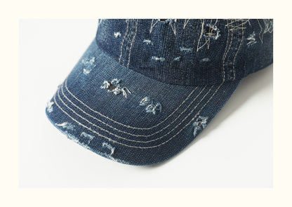 Vintage Distressed Ripped Patch Denim Cowboy Hat – Japanese Utility Wide Brim Unisex Hat