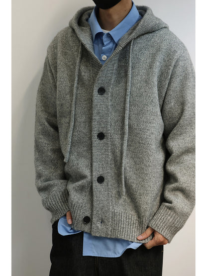 Japanese Hooded Knit Cardigan – Button-Down Lazy Couple – Japanese vintage | yamalin clothes | Yamalinclothes