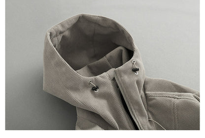 Curved Patchwork Corduroy Hooded Jacket – Functional Loose Outdoor Unisex – Coats Jackets | japanese streetwear | vintage workwear | unisex | Yamalinclothes