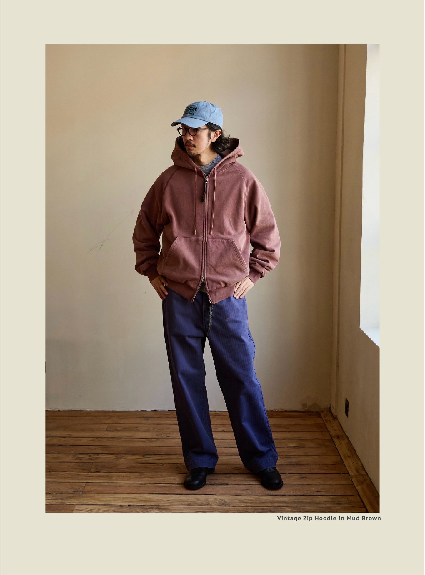 SS26 USAGE VTG Zip Hoodie - Yamalin Heavy Antique Woven Sweatshirt Washable Double Hoodie