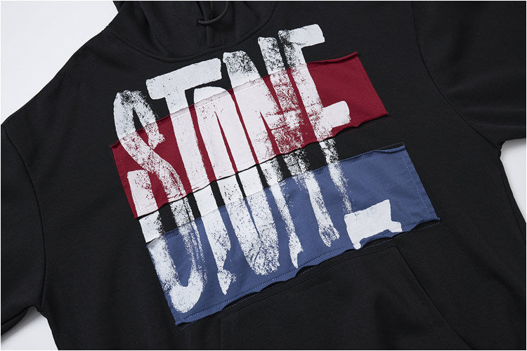 Hand-Painted Appliqué Letter Hoodie – American Vintage Oversized Unisex – Hoodies | japanese streetwear | vintage workwear | unisex | Yamalinclothes