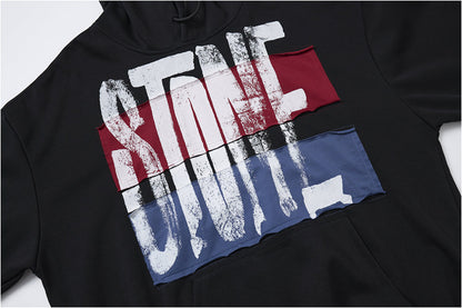 Hand-Painted Appliqué Letter Hoodie – American Vintage Oversized Unisex – Hoodies | japanese streetwear | vintage workwear | unisex | Yamalinclothes