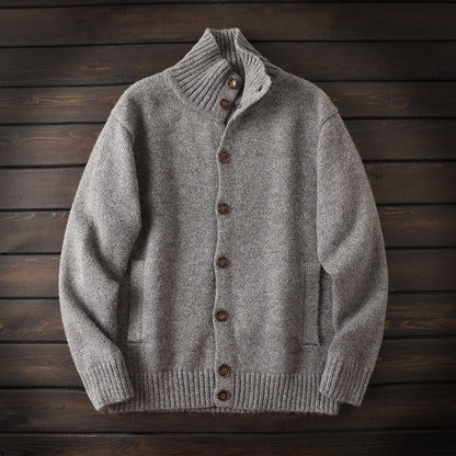 Alpaca Wool Blend Stand-Collar Knit Cardigan – Thickened Oversized Unisex