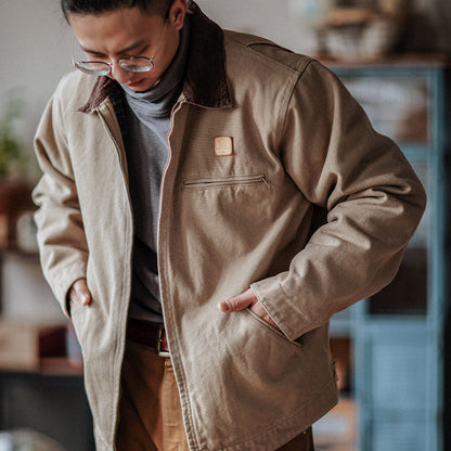 Indigo Heavy Wash Canvas Detroit Cargo Jacket – American Vintage Distressed Unisex – Coats Jackets | japanese streetwear | vintage workwear | unisex | Yamalinclothes