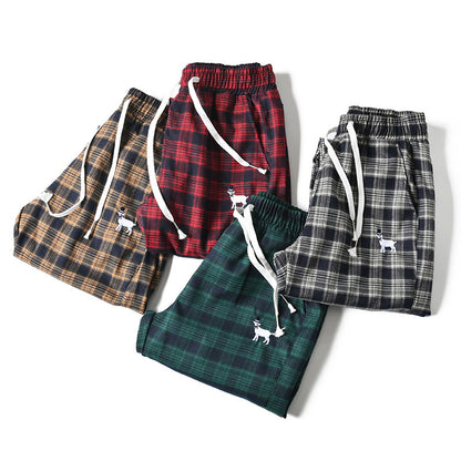 Japanese style retro plaid casual pants, spring/summer thin plaid straight leg tapered harem pants/sports pants – Japanese vintage | yamalin clothes | Yamalinclothes