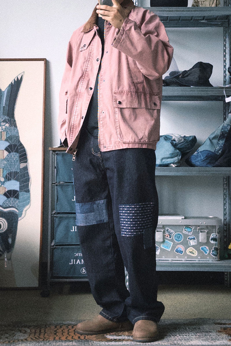 Patchwork Jeans – Contrast Stitch Straight Leg | Yamalinclothes