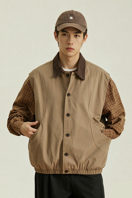 Workwear Vest – Contrast Corduroy Collar | Yamalinclothes