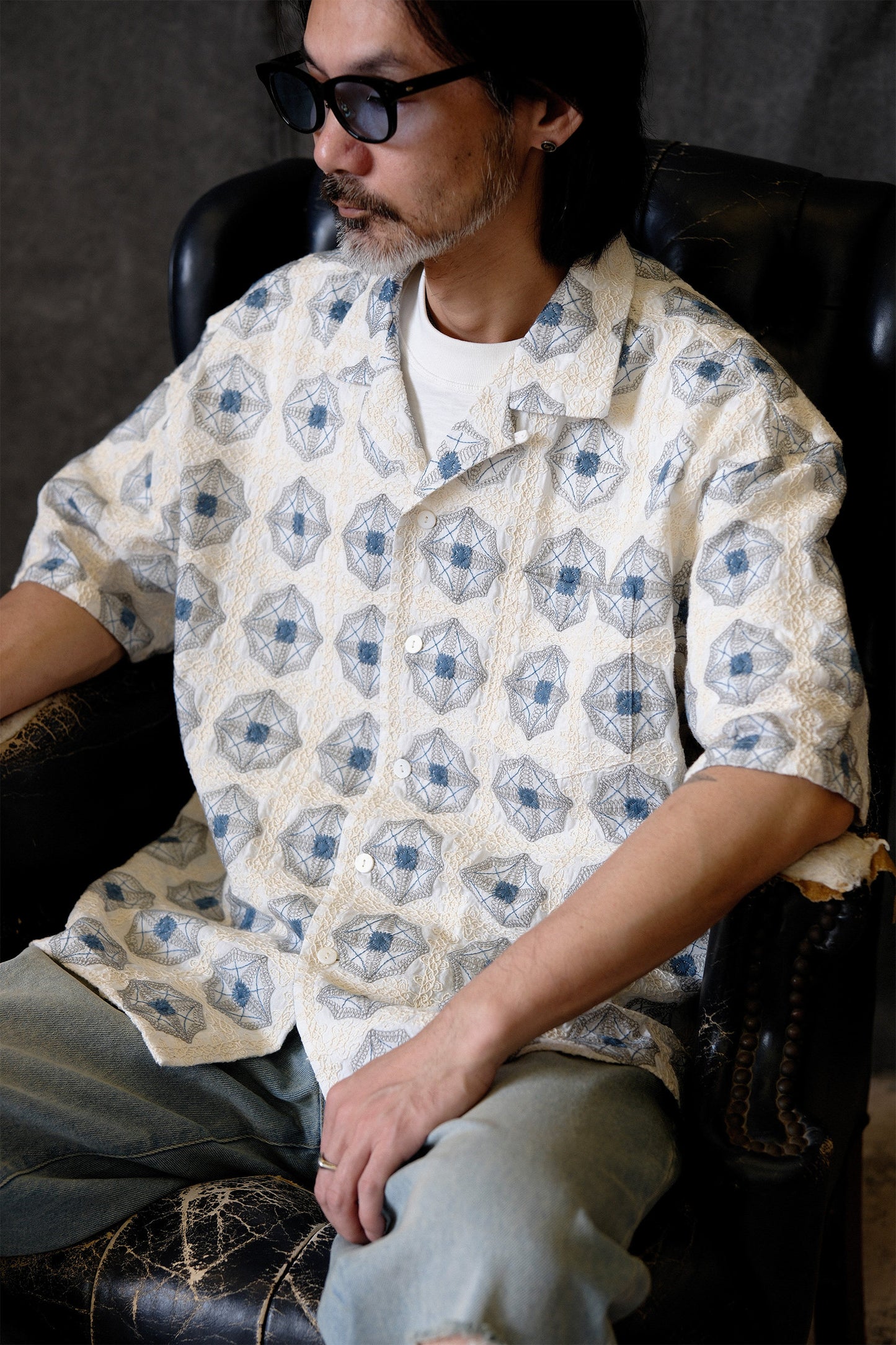Vintage Kangzheng Labour Union Vintage 100 needle jacquard short sleeves Hawaiian Cuban lining LU958 – Japanese vintage | yamalin clothes | Yamalinclothes