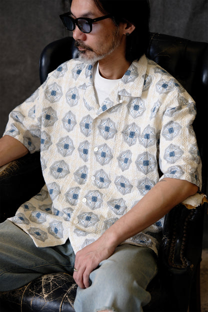 Vintage Kangzheng Labour Union Vintage 100 needle jacquard short sleeves Hawaiian Cuban lining LU958 – Japanese vintage | yamalin clothes | Yamalinclothes