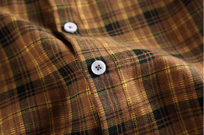 Japanese Vintage Contrast Plaid Long Sleeve Shirt – Loose Unisex Casual