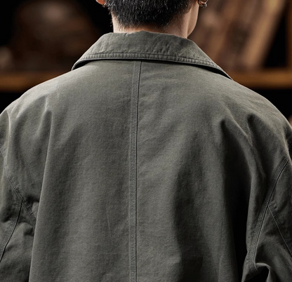 Detroit Vintage Cargo Jacket – Washed Cotton American Workwear Barn Coat for Men | Japanese vintage | yamalin clothes | Yamalinclothes