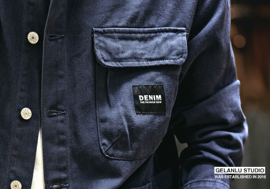 Vintage Chore Jacket Men – Washed Cotton Loose Cargo Workwear Shirt Jacket