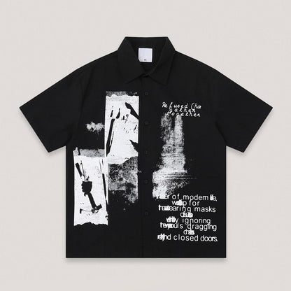American Vintage Print Short Sleeve Shirt – Loose Unisex Streetwear
